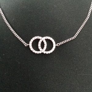 silver inset stones overlapping necklace